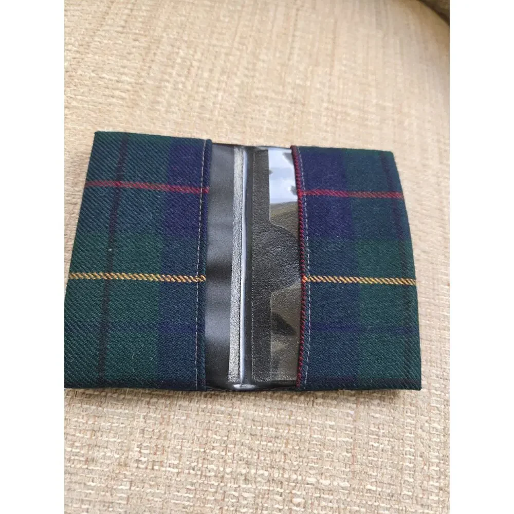 VINTAGE PENDLETON WOOL BIFOLD CARD WALLET TARTAN PLAID 4” X 2.5” MADE IN USA